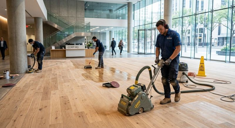 Our team working on Wood Floor Service projects in Framingham, MA