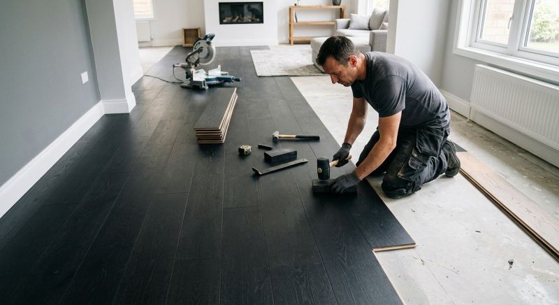 Dark Wood Floor Installation in Framingham, MA
