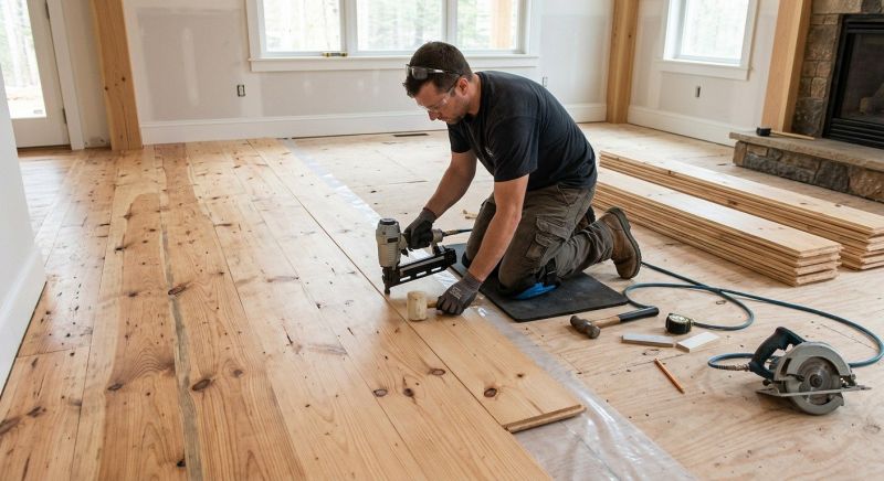 Pine Floor Installation in Framingham, MA